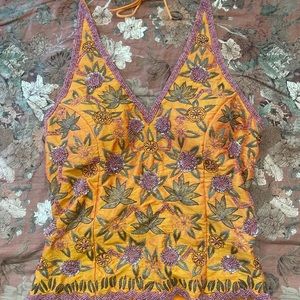 Sequin embroidery corset halter top